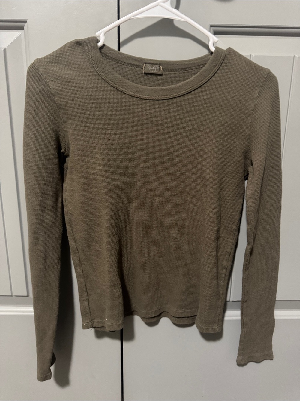 Brandy Melville Olive Ribbed Long Sleeve Top
